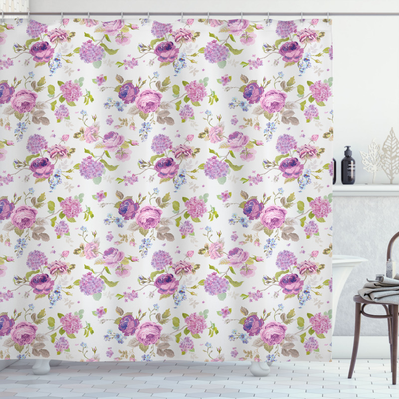 Roses and Violets Shower Curtain