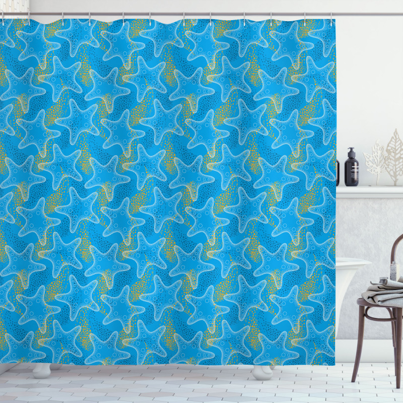 Sea Stars Dots Shower Curtain