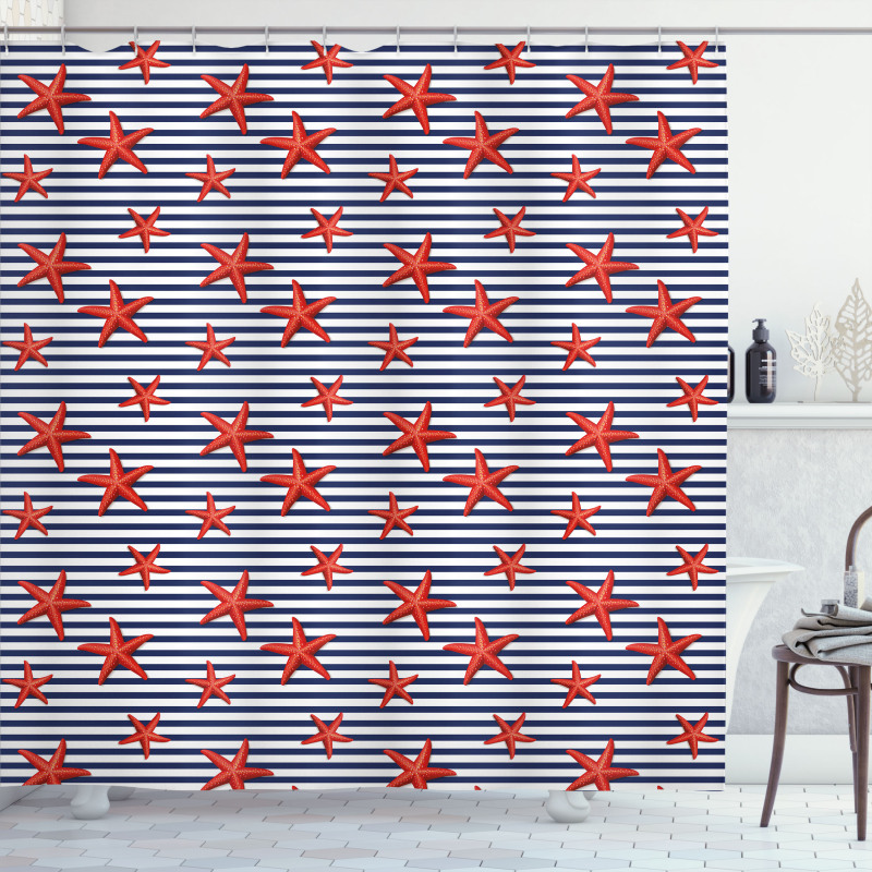 Maritime Themed Pattern Shower Curtain