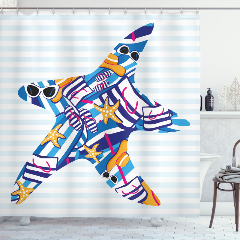 Cartoon Sea Star Shower Curtain