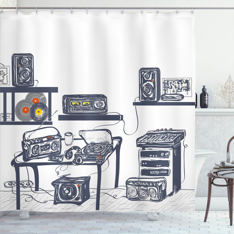 Music Devices Turntable Shower Curtain