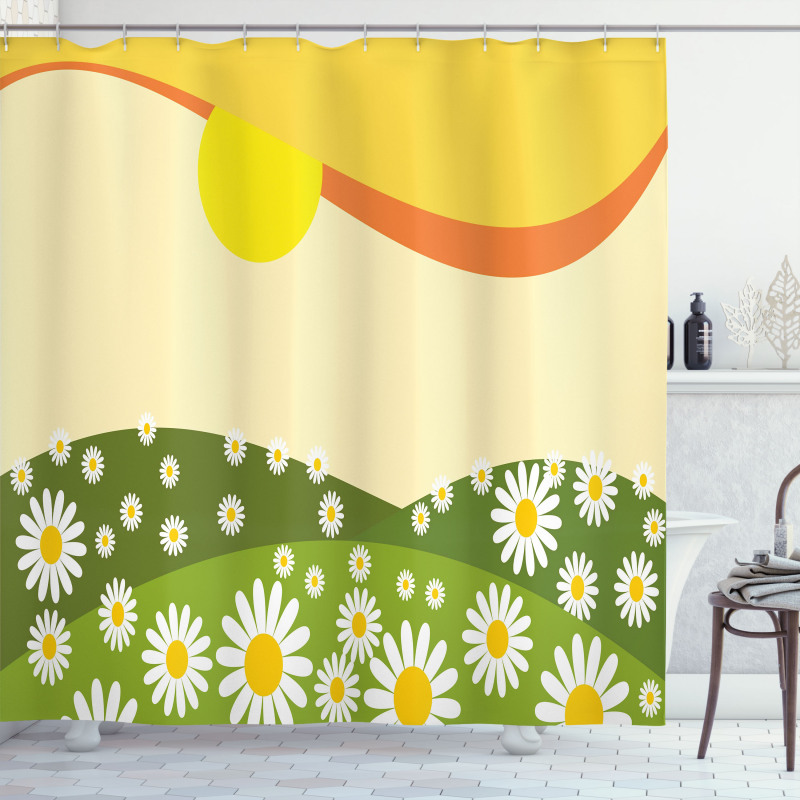 Daisy Flower Field Sun Shower Curtain