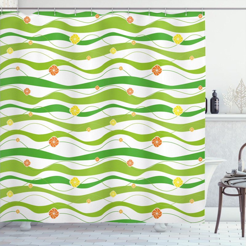 Colorful Wavy Bands Shower Curtain