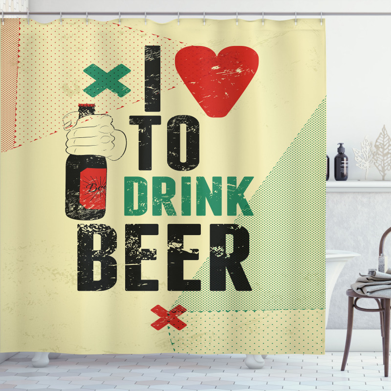 Love Beer Grunge Hand Shower Curtain