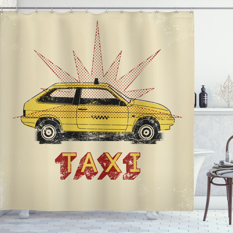 Pop Art Taxi Cab Vintage Shower Curtain