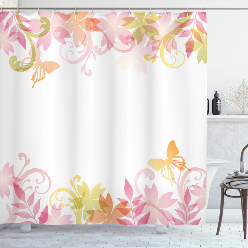 Floral Spring Wreath Shower Curtain