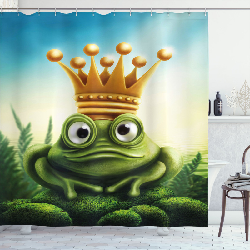 Frog Prince on Moss Stone Shower Curtain
