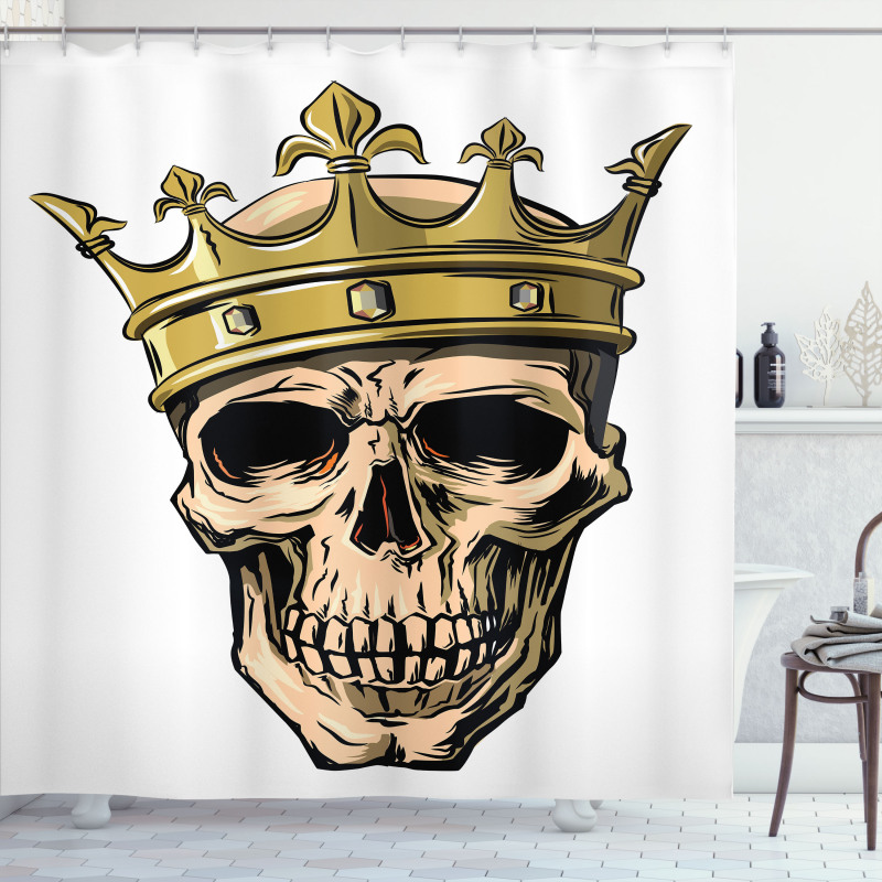 Skeleton Head with Crown Shower Curtain