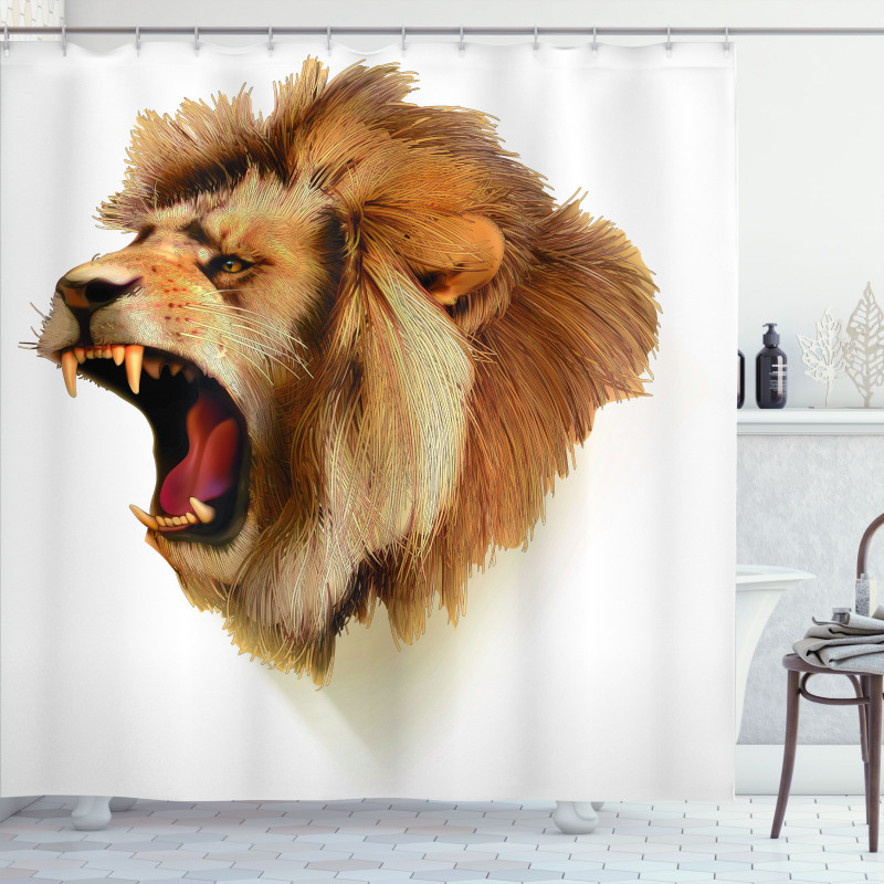 Roaring Fierce Lion Head Shower Curtain