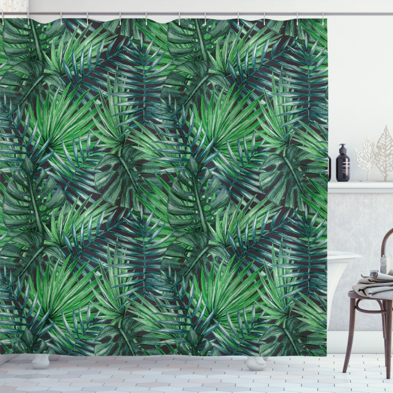 Watercolored Forest Leaves Shower Curtain