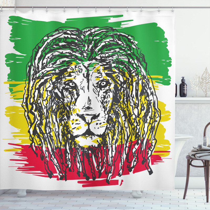 Hair Style Lion Portrait Shower Curtain