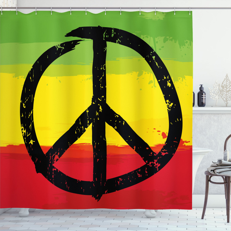 Grunge Hippie Peace Sign Shower Curtain