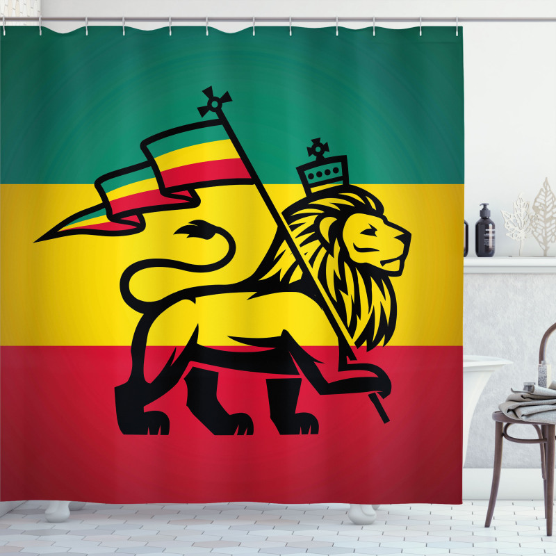 Judah Lion Rastafari Flag Shower Curtain