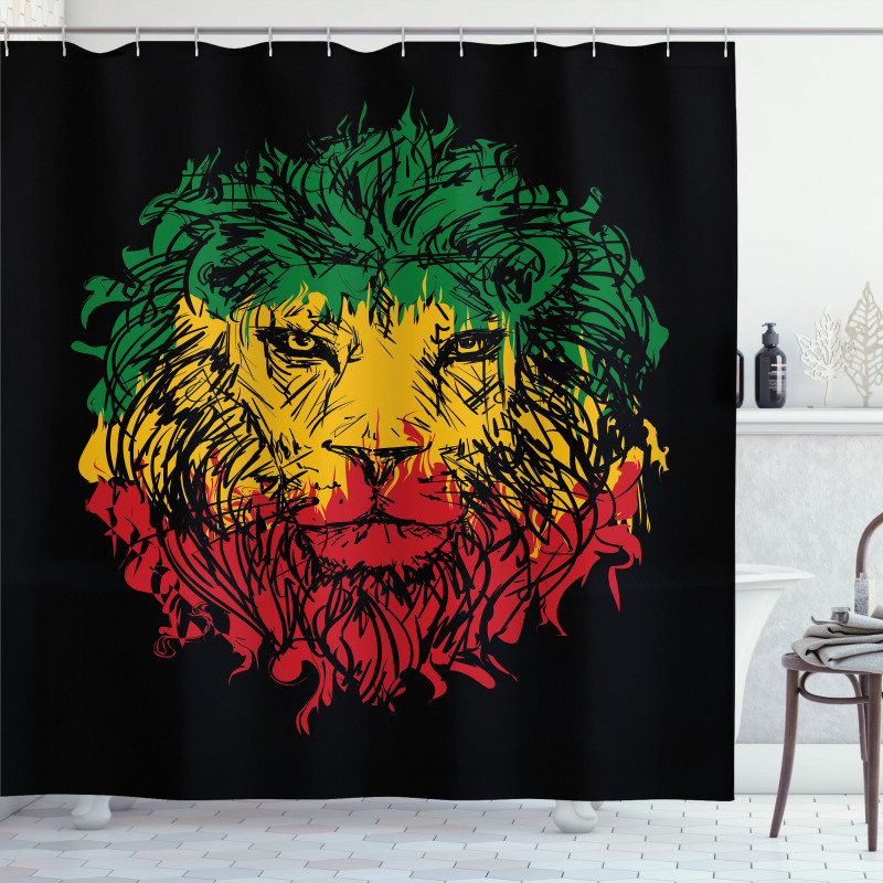 Grunge Lion Head Portrait Shower Curtain