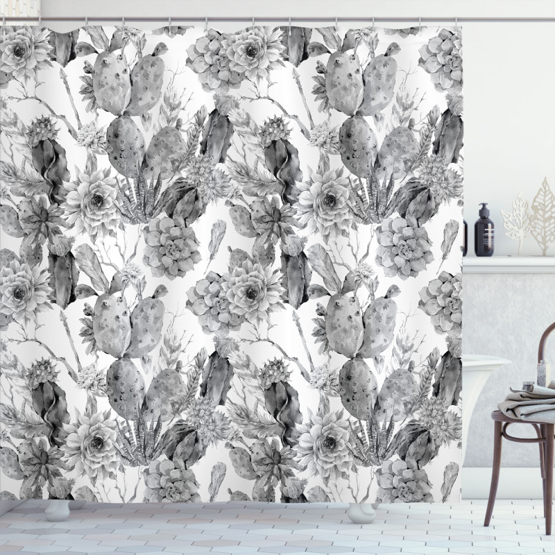 Boho Style Botanical Shower Curtain