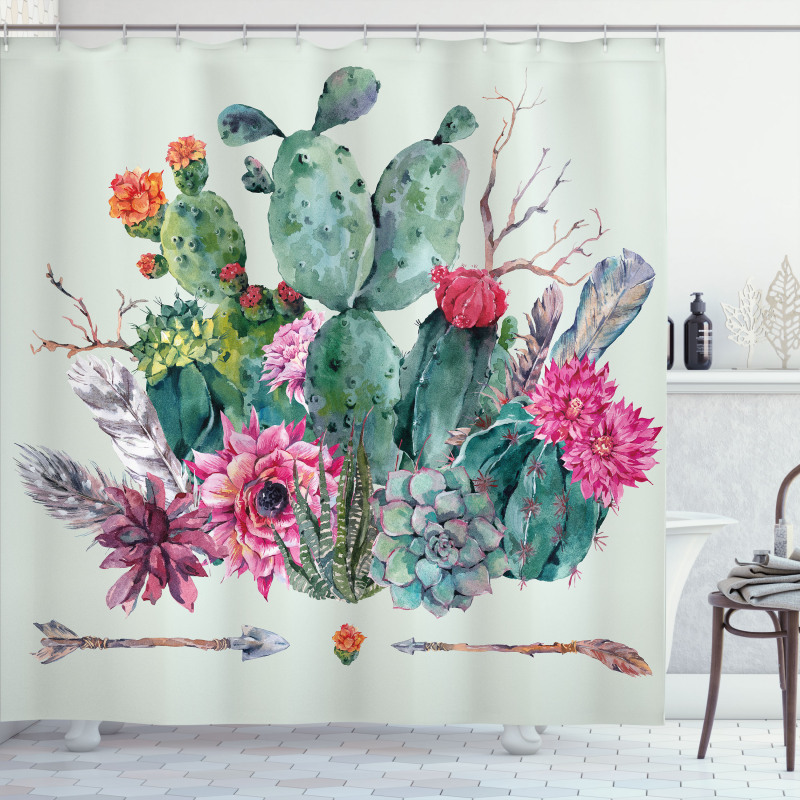 Thorny Boho Blossoms Shower Curtain