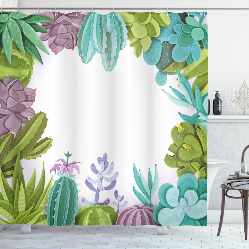 Succulents Plants Frame Shower Curtain