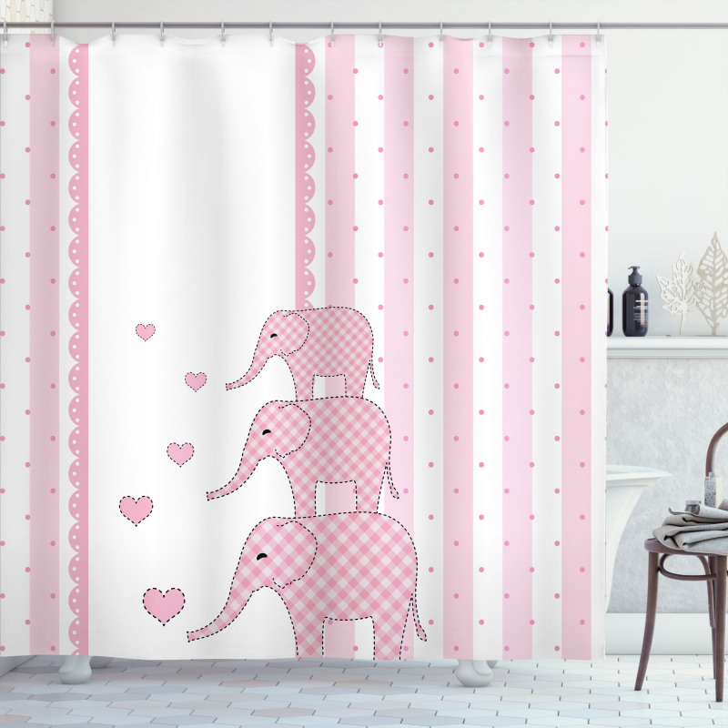 Pink Animals Shower Curtain