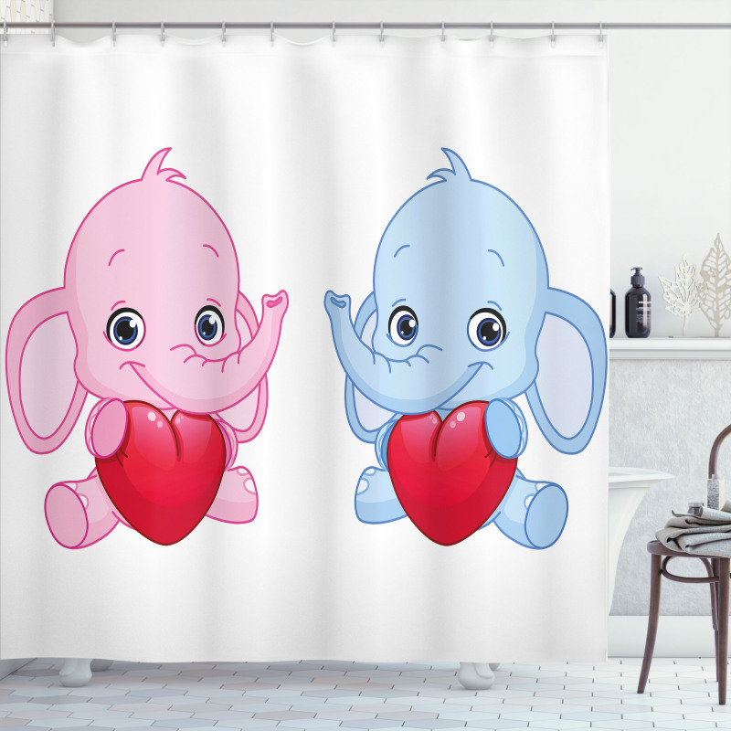 Hearts Twins Shower Curtain