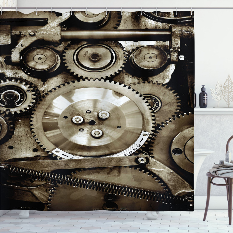 Aged Gears Shower Curtain