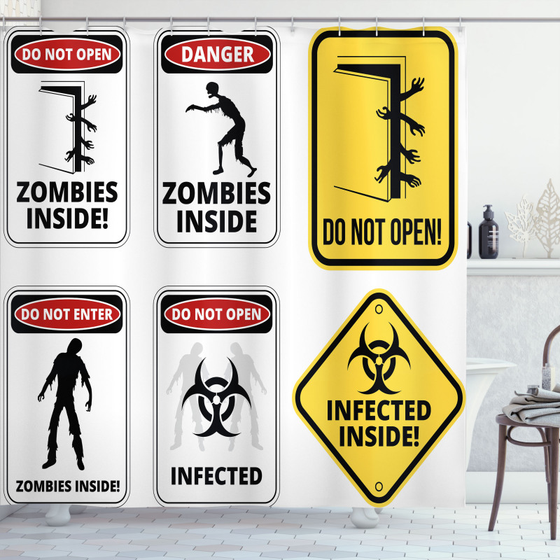 Warning Signs Evil Shower Curtain