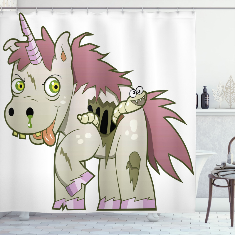 Evil Unicorn Myth Shower Curtain