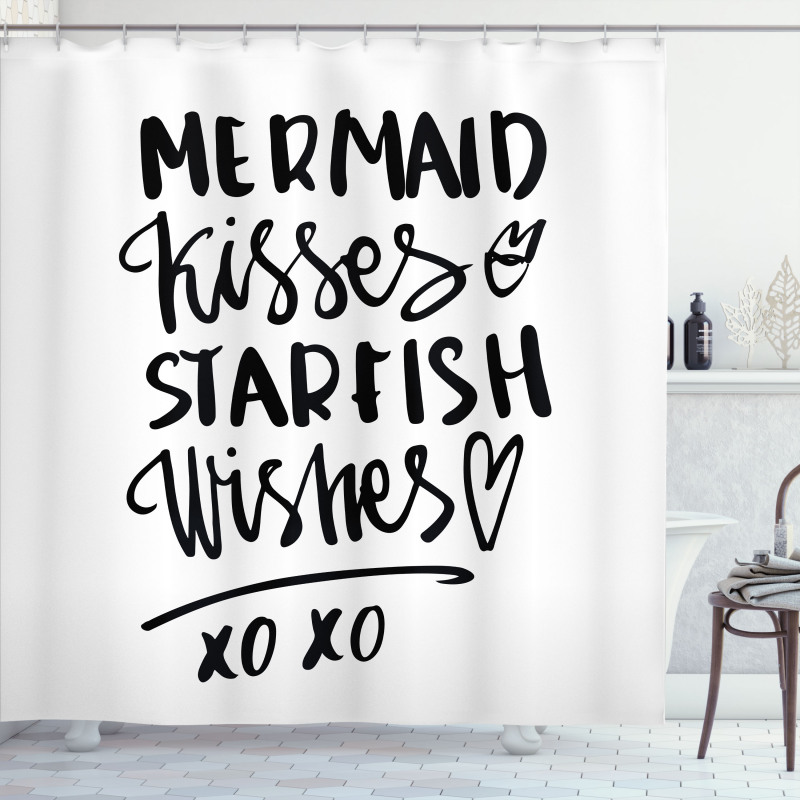 Mermaid Kiss Starfish Words Shower Curtain