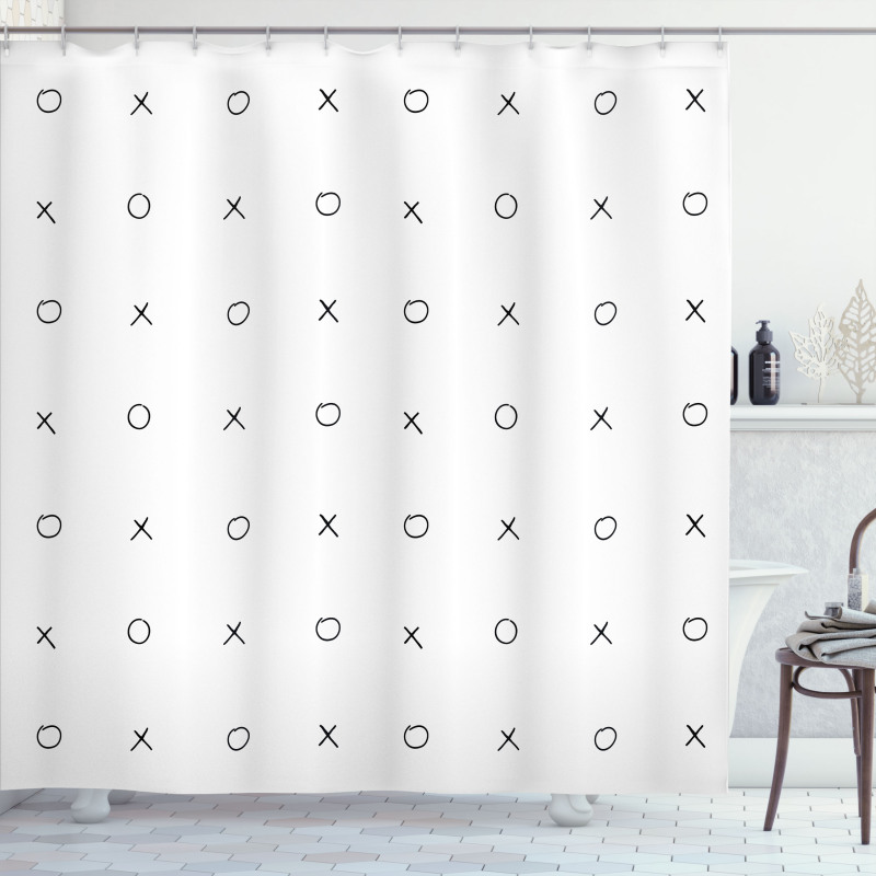 Geometric Monochrome Game Shower Curtain