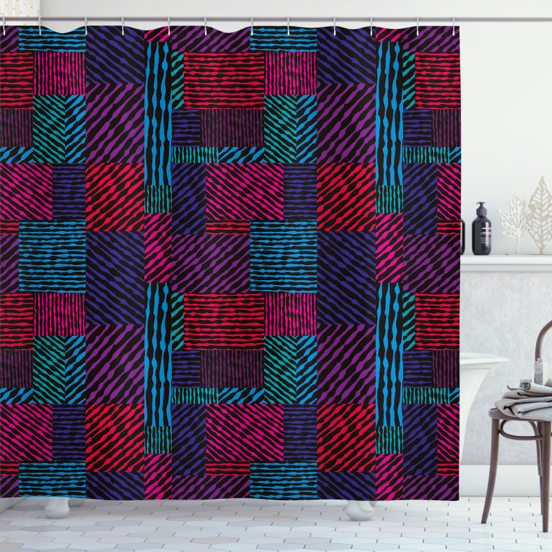 Trippy Modern Wavy Shower Curtain