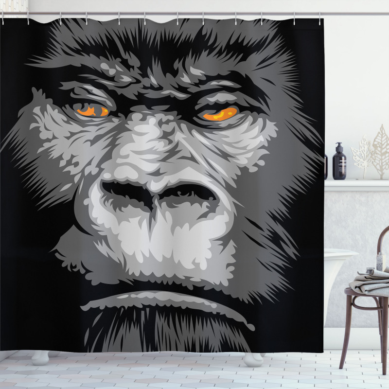 Wild Gorilla Orange Eyes Shower Curtain