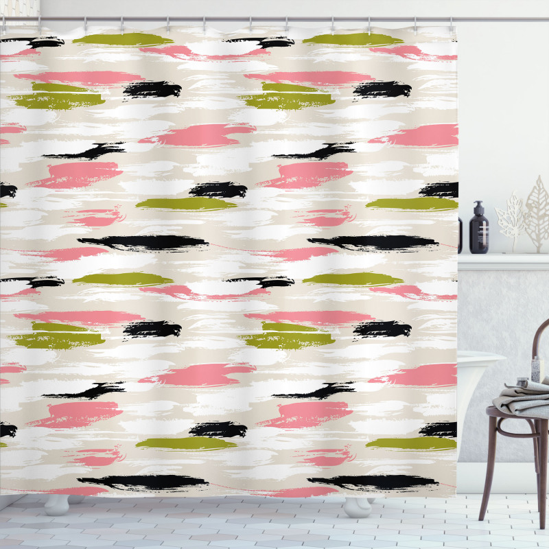 Thick Brushstrokes Stripes Shower Curtain