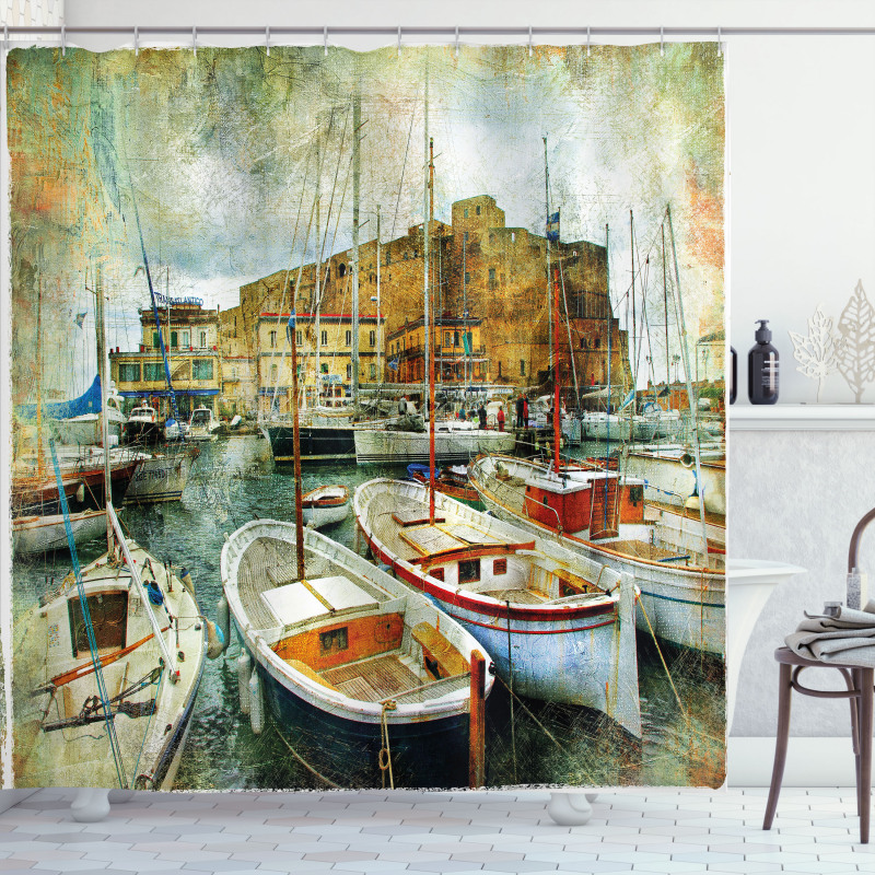 Boats in Naples Shower Curtain