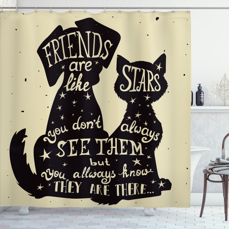 Cat Dog Friends Shower Curtain