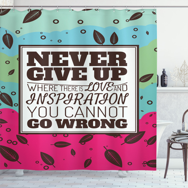 Never Give up Frame Retro Shower Curtain