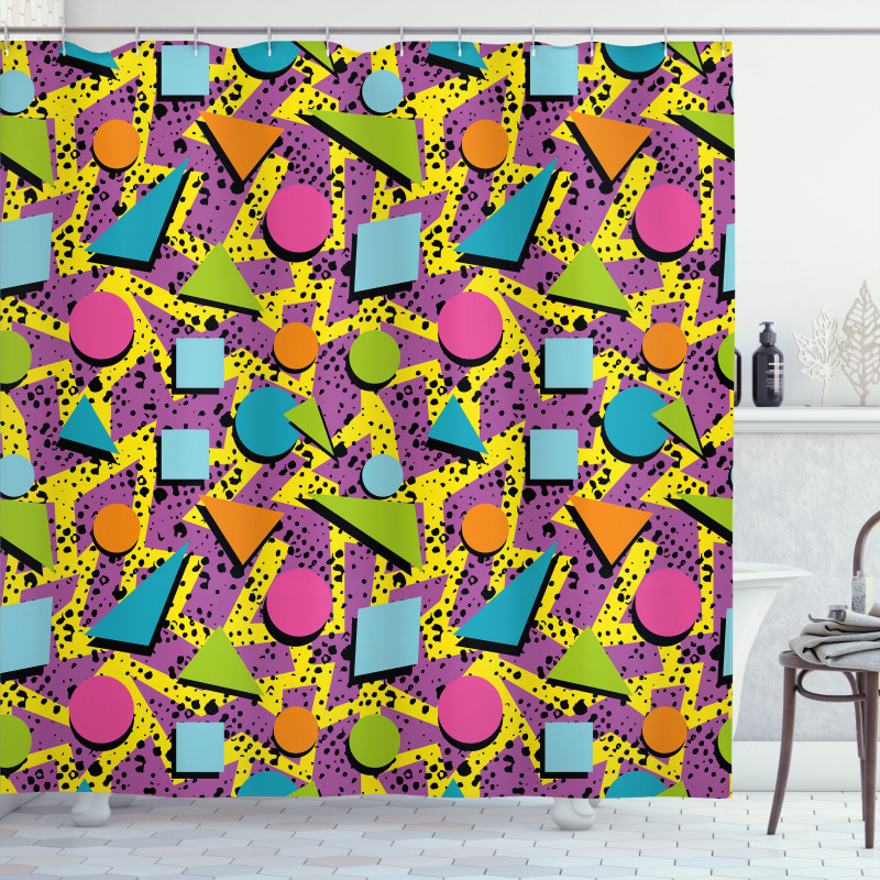 Funky Geometric Style Shower Curtain