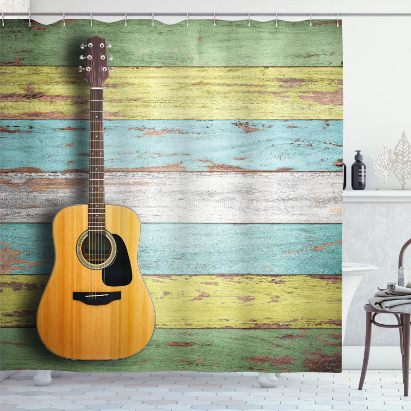 Aged Wooden Planks Rustic Shower Curtain