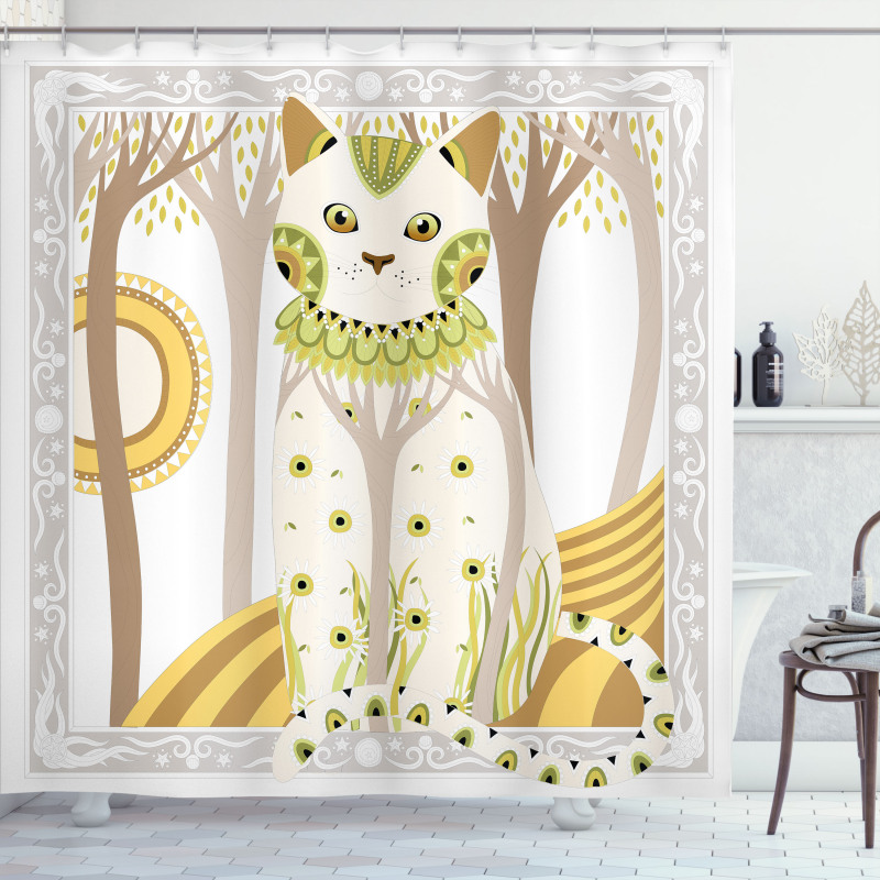 Magic Kitty Ornate Shower Curtain