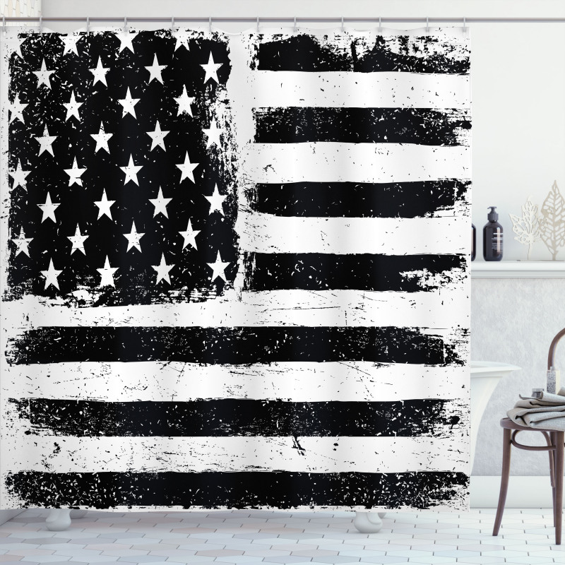 Black and White Flag Shower Curtain