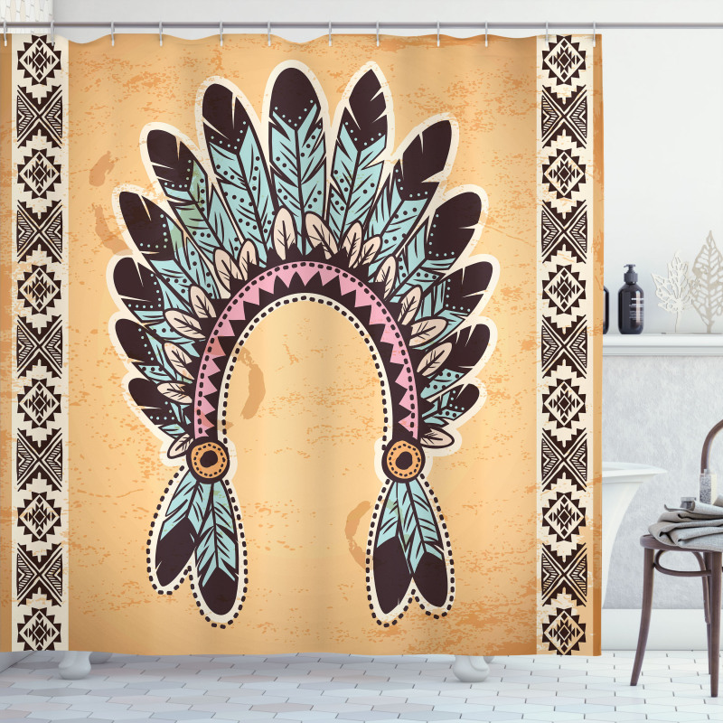Folkloric Aztec Headband Shower Curtain