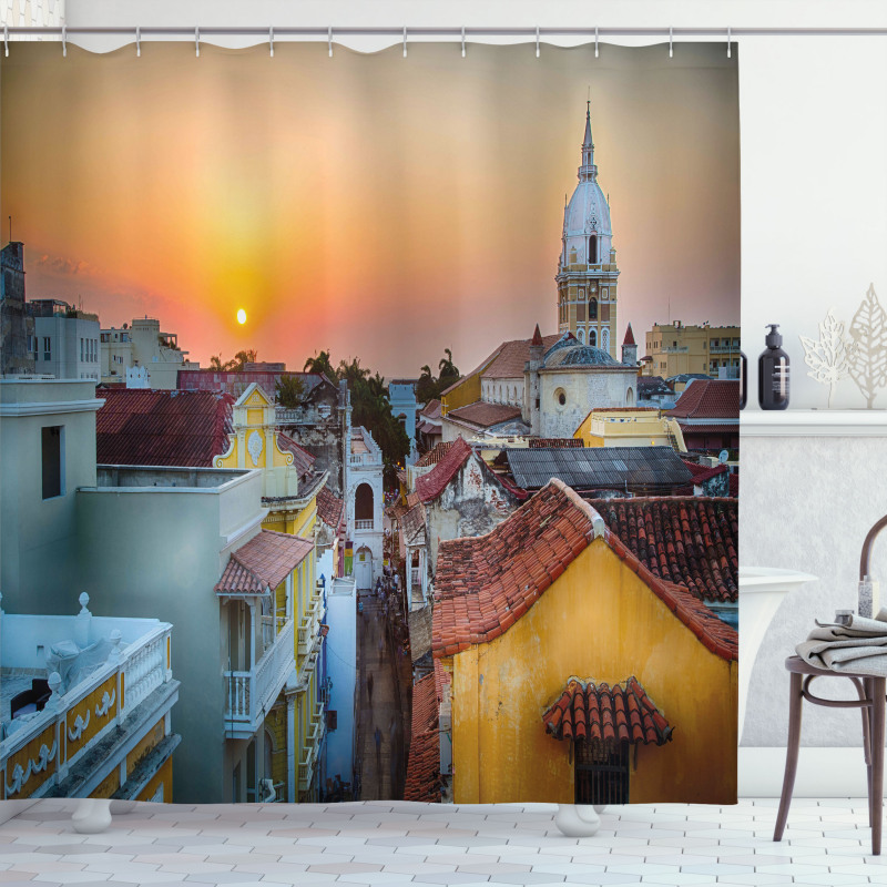 Rooftops Old City Coast Shower Curtain