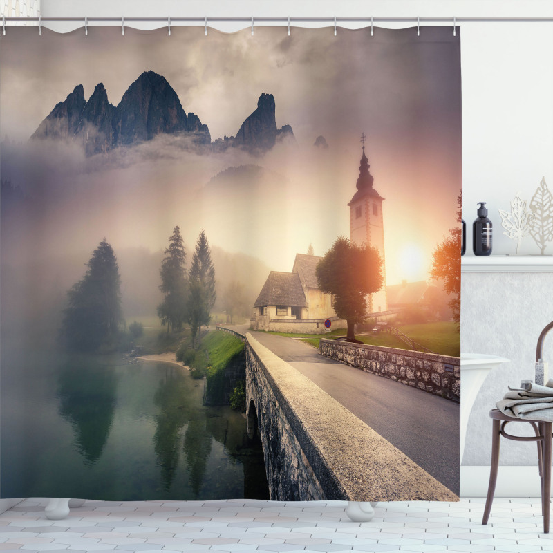 Foggy Morning Scenery Shower Curtain