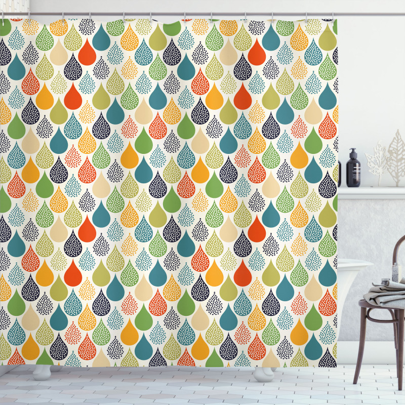 Colorful Large Drops Shower Curtain