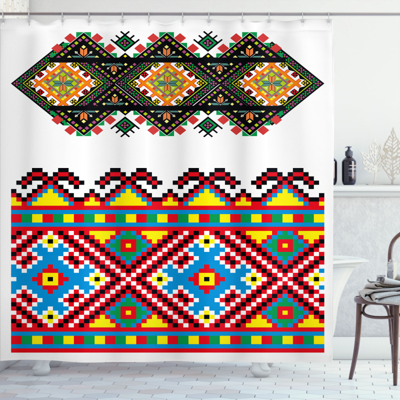 Retro Ukranian Ornament Shower Curtain