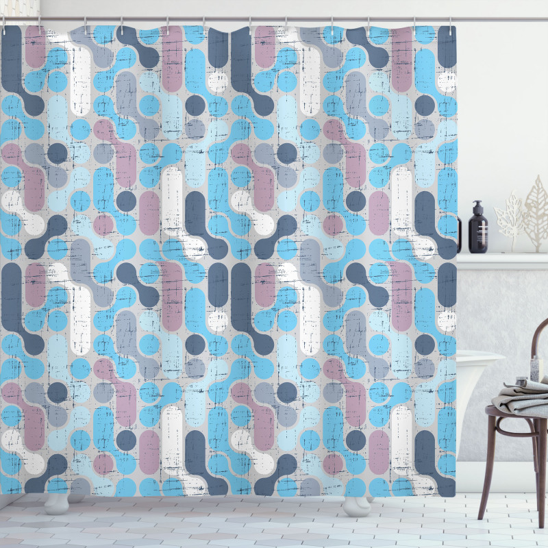 Grunge Retro Rounds Shower Curtain