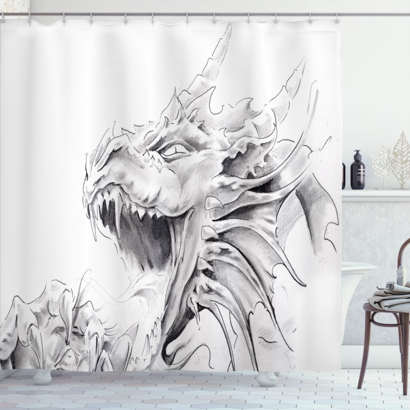 Medieval Myth Sketch Shower Curtain