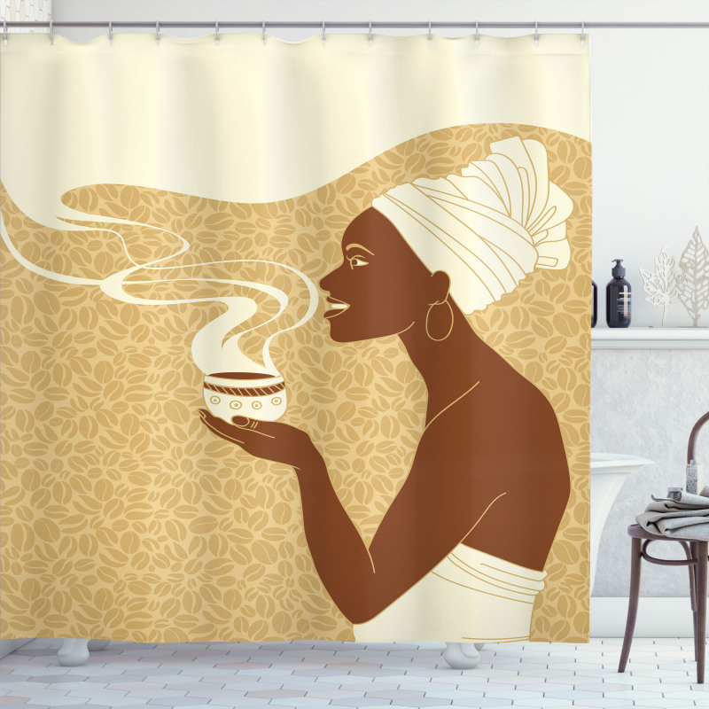 Happy Afro Lady Shower Curtain