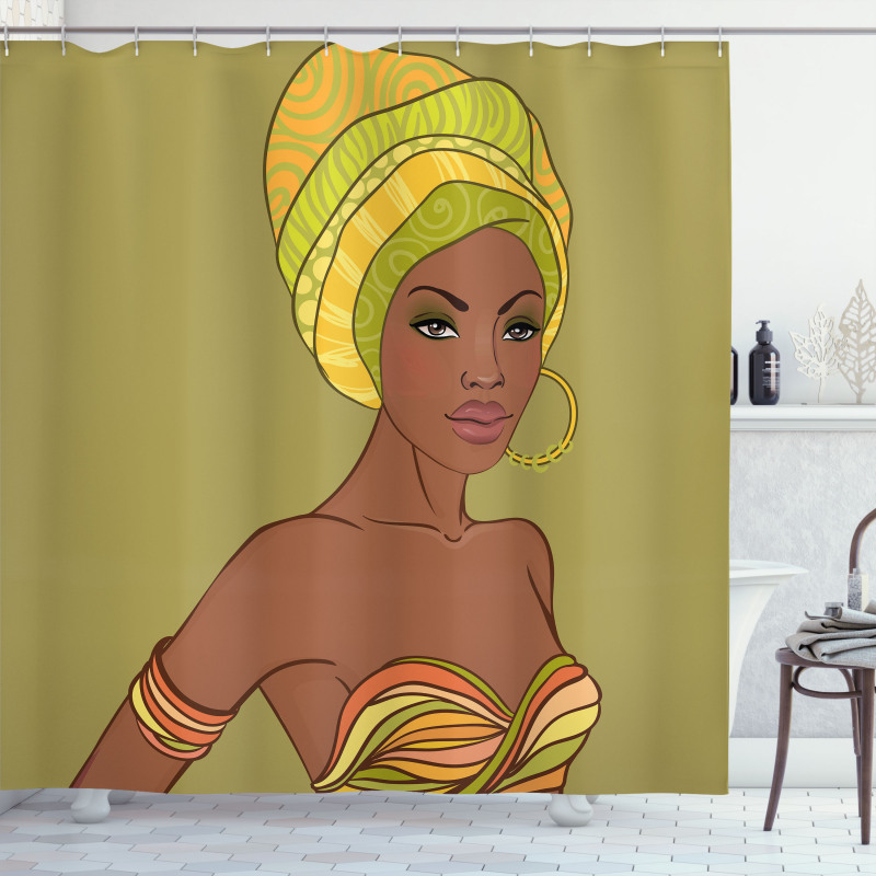 Fashion Lady with Earrings Shower Curtain