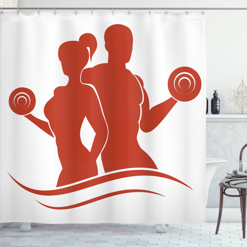 Muscled Man and Woman Shower Curtain