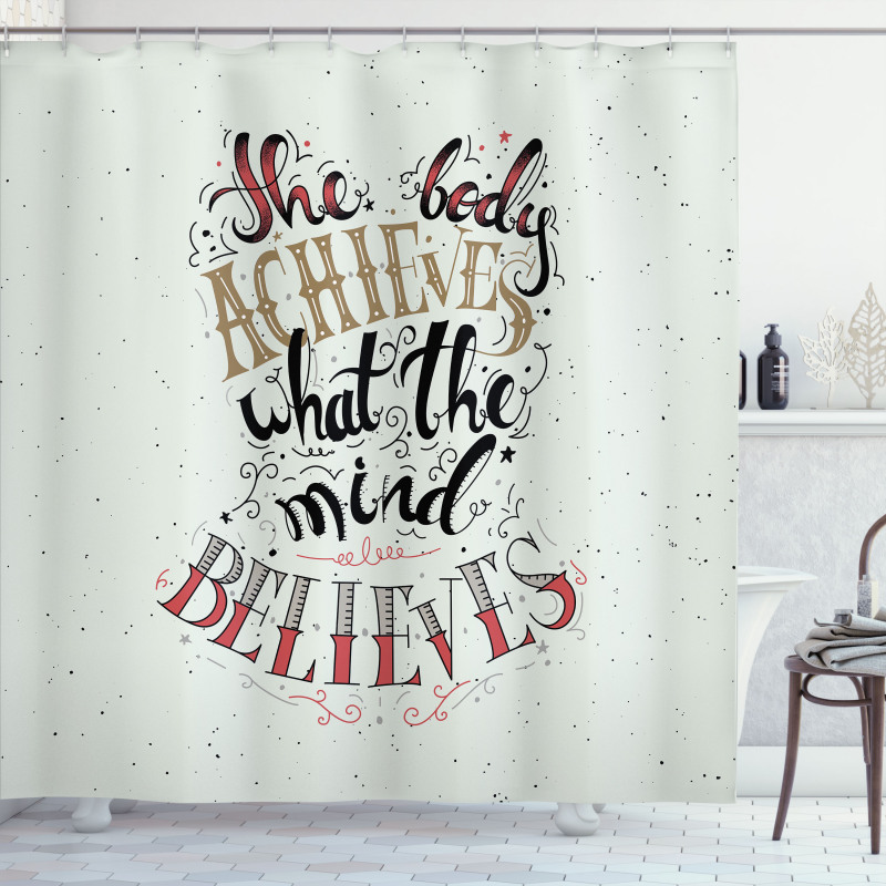 Body and Mind Words Art Shower Curtain