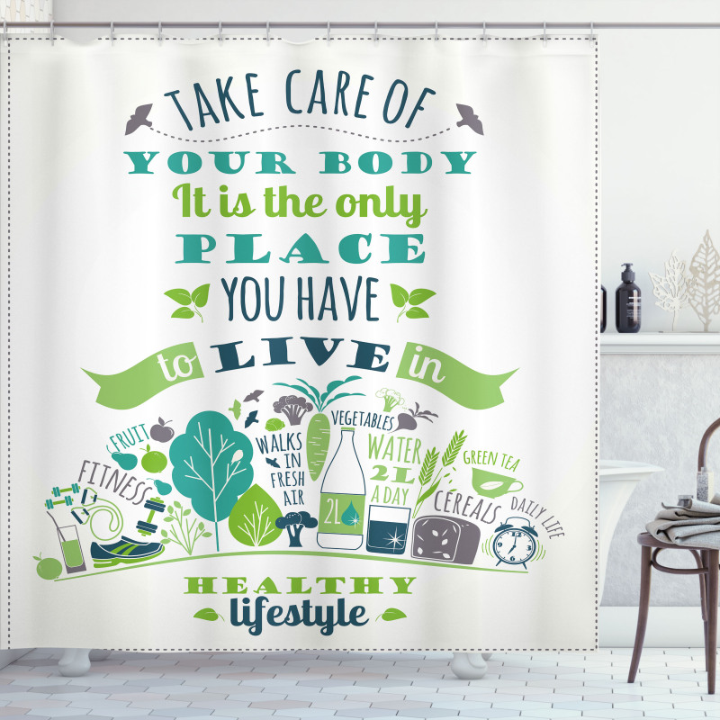 Positive Life Phrase Shower Curtain